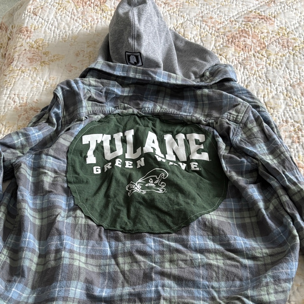 Tulane University Green Wave Plaid Hoodie L